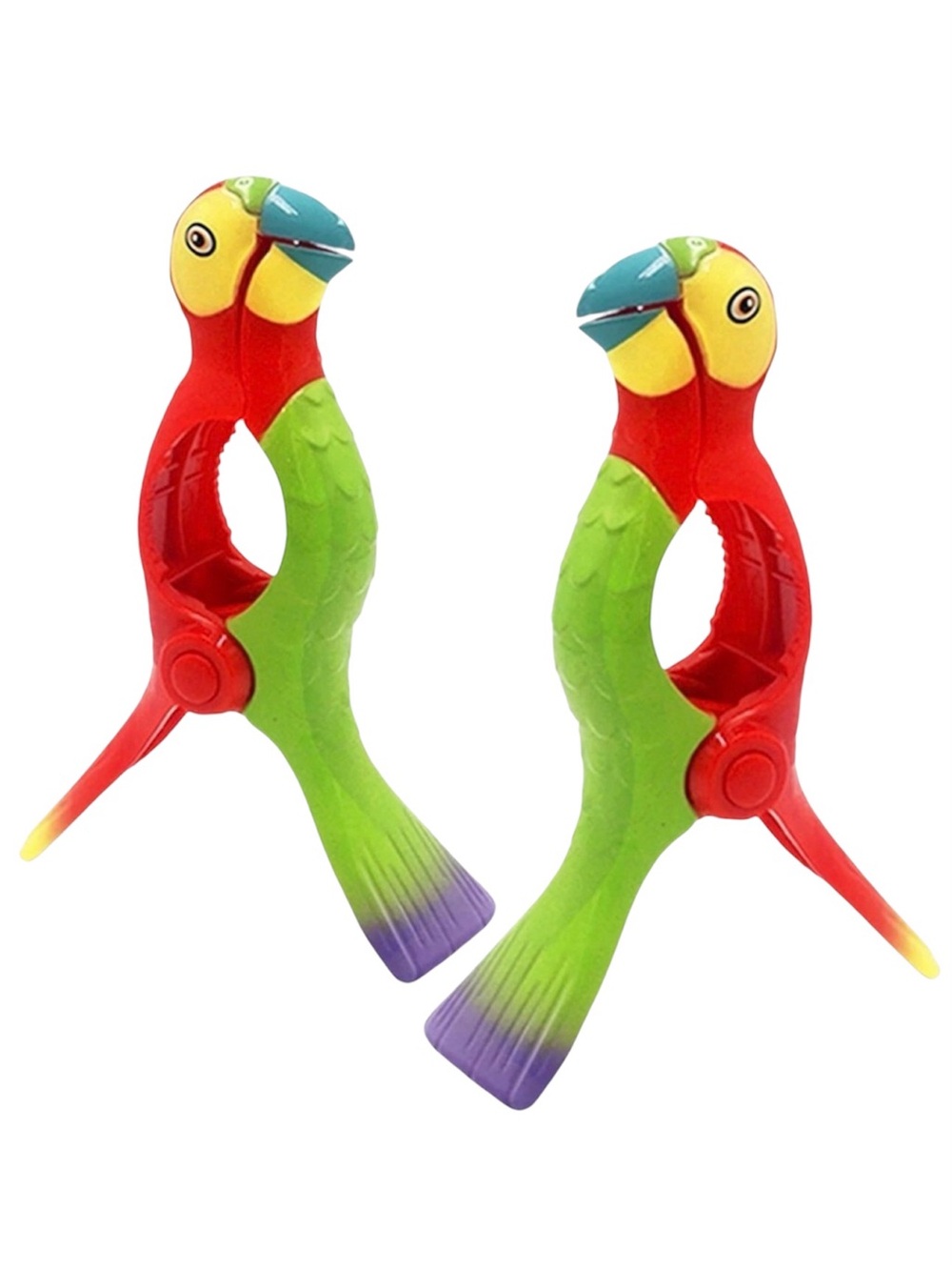 O2COOL Boca Plastic Beach Towel Clips Multi-Color Parrot (2 Clips)